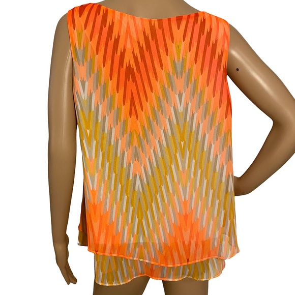 WORTHINGTON  | BRIGHT CHEVRON RUFFLE TANK TOP  SZ L - Picture 2 of 15